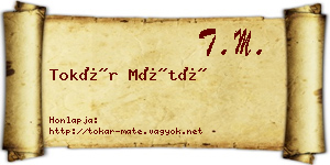 Tokár Máté névjegykártya